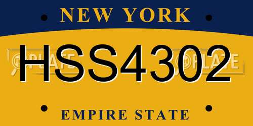 HSS4302 New York License Plate
