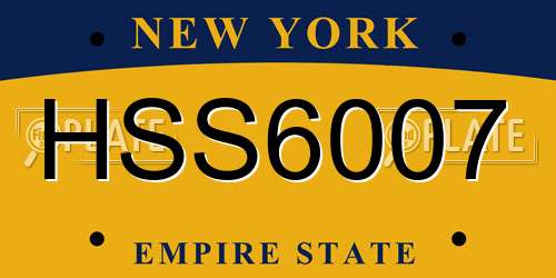 HSS6007 New York License Plate