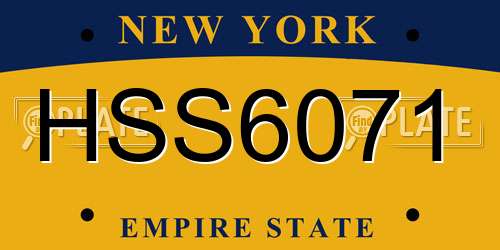 HSS6071 New York License Plate