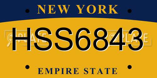 HSS6843 New York License Plate