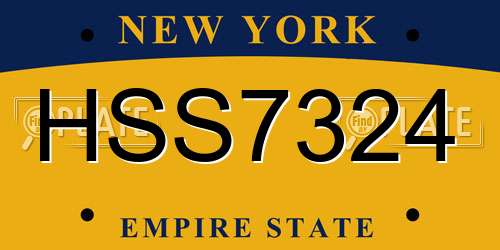 HSS7324 New York License Plate