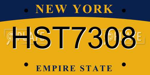 HST7308 New York License Plate