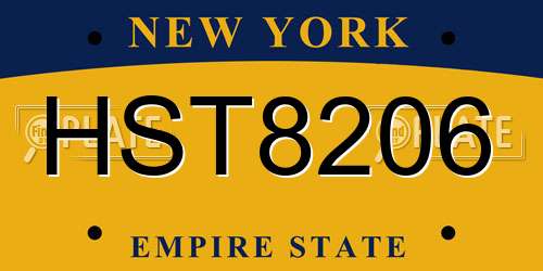 HST8206 New York License Plate