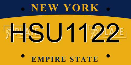 HSU1122 New York License Plate