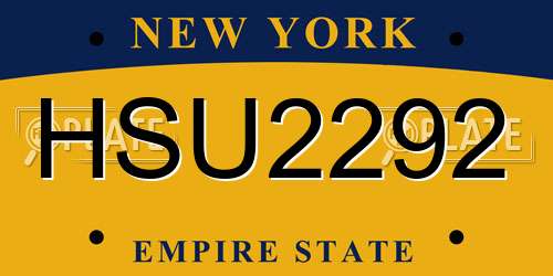 HSU2292 New York License Plate