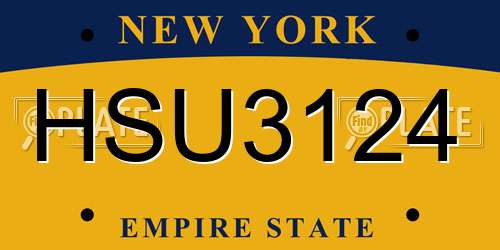 HSU3124 New York License Plate
