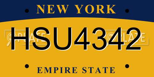 HSU4342 New York License Plate