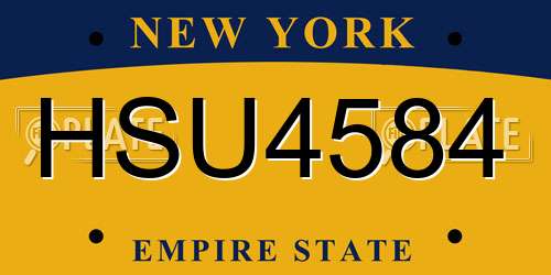 HSU4584 New York License Plate
