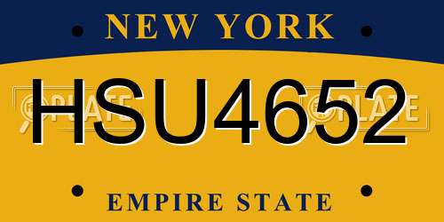 HSU4652 New York License Plate