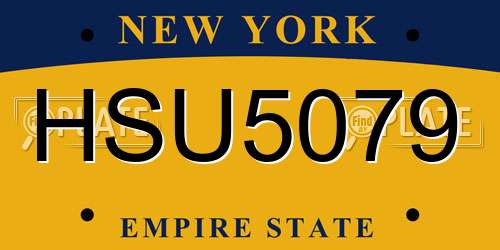 HSU5079 New York License Plate