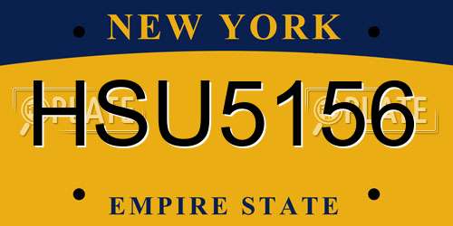 HSU5156 New York License Plate