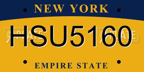 HSU5160 New York License Plate