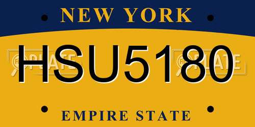 HSU5180 New York License Plate