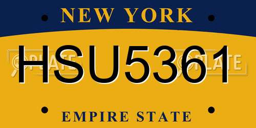 HSU5361 New York License Plate
