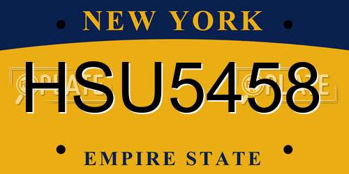 HSU5458 New York License Plate