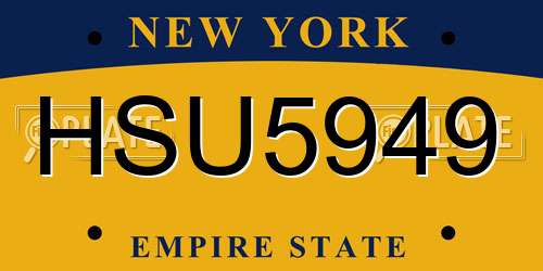HSU5949 New York License Plate
