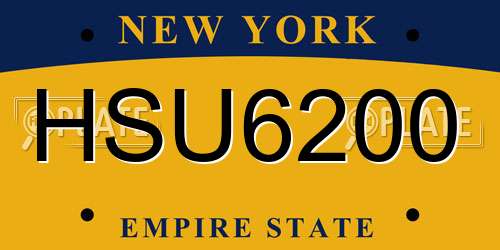 HSU6200 New York License Plate
