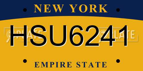 HSU6241 New York License Plate