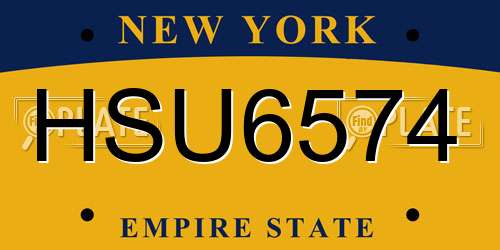 HSU6574 New York License Plate