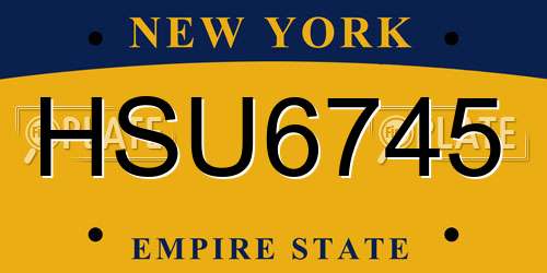 HSU6745 New York License Plate