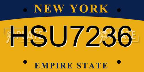 HSU7236 New York License Plate