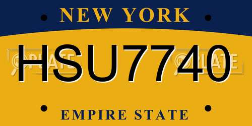 HSU7740 New York License Plate