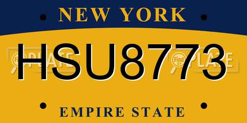 HSU8773 New York License Plate