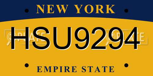HSU9294 New York License Plate