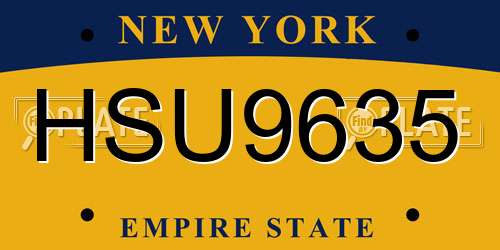 HSU9635 New York License Plate