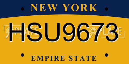 HSU9673 New York License Plate