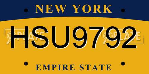 HSU9792 New York License Plate
