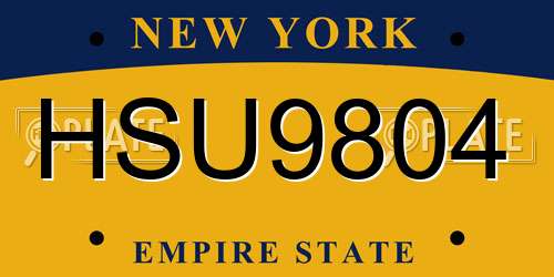 HSU9804 New York License Plate