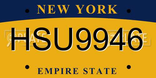 HSU9946 New York License Plate
