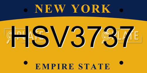 HSV3737 New York License Plate