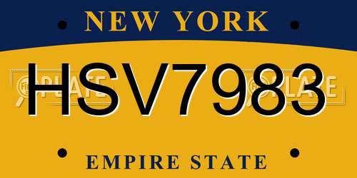 HSV7983 New York License Plate