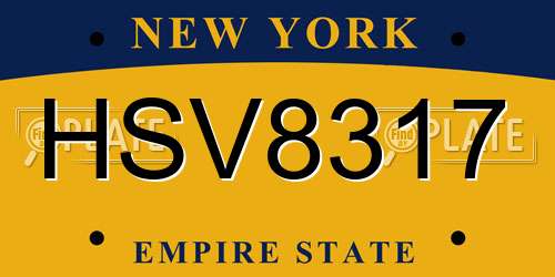 HSV8317 New York License Plate