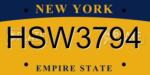 HSW3794 New York License Plate