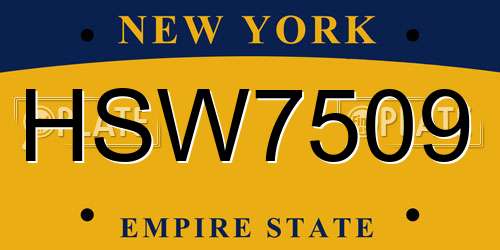 HSW7509 New York License Plate