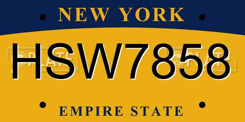 HSW7858 New York License Plate