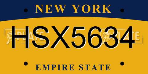 HSX5634 New York License Plate