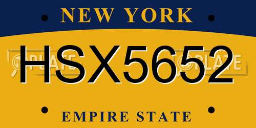 HSX5652 New York License Plate