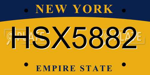 HSX5882 New York License Plate