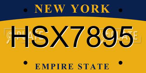 HSX7895 New York License Plate
