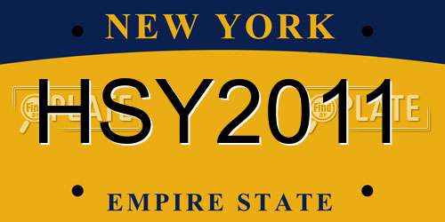 HSY2011 New York License Plate