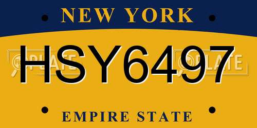 HSY6497 New York License Plate