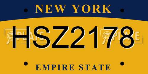 HSZ2178 New York License Plate