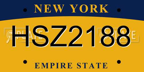 HSZ2188 New York License Plate