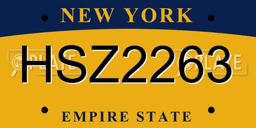 HSZ2263 New York License Plate