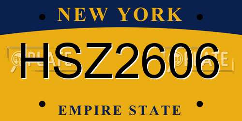 HSZ2606 New York License Plate