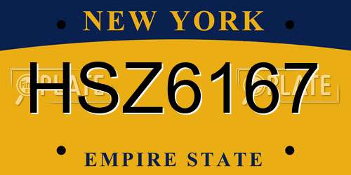 HSZ6167 New York License Plate
